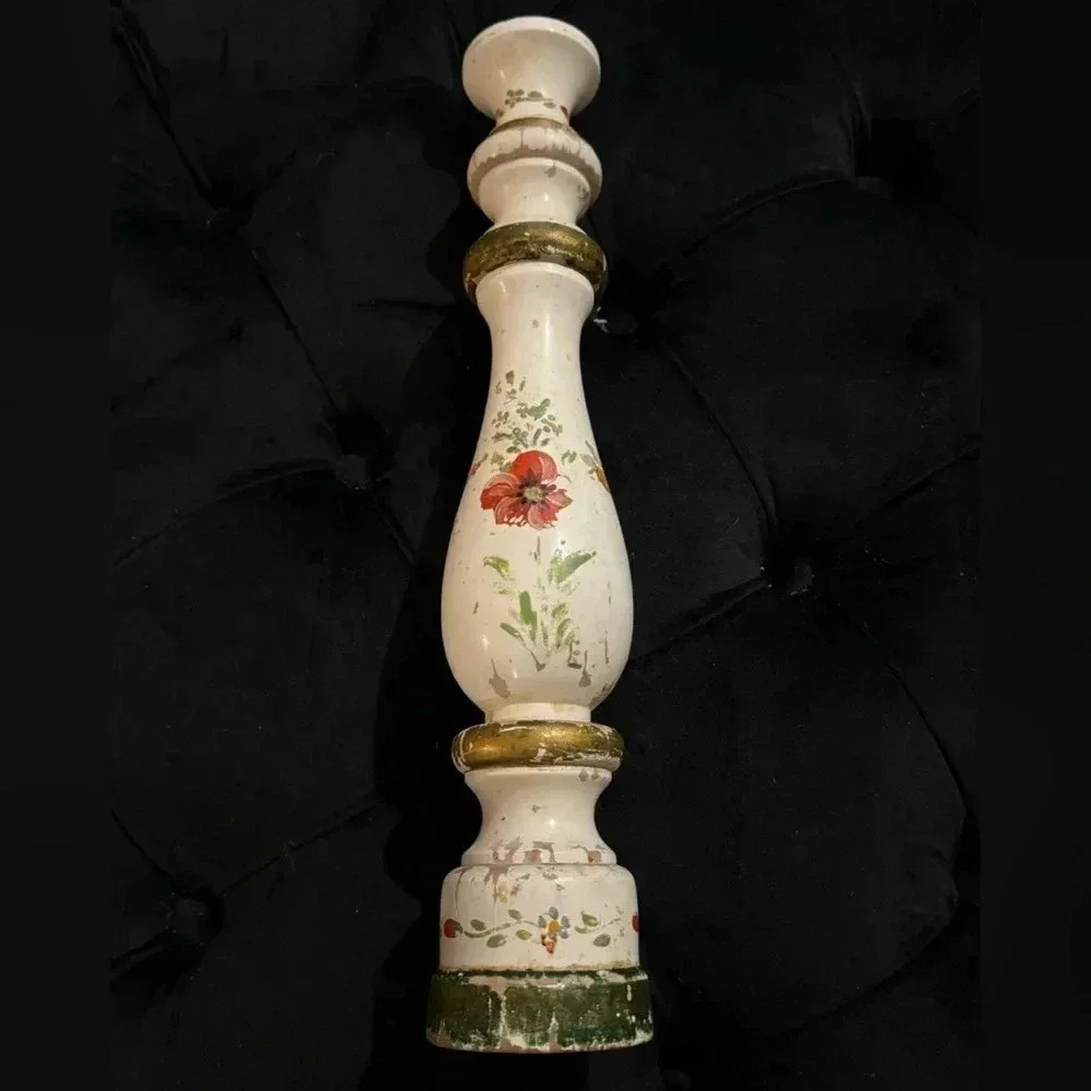 VTG Cottagecore Large Wood Pepper Grinder Patina Handpainted Granny Cottagecore